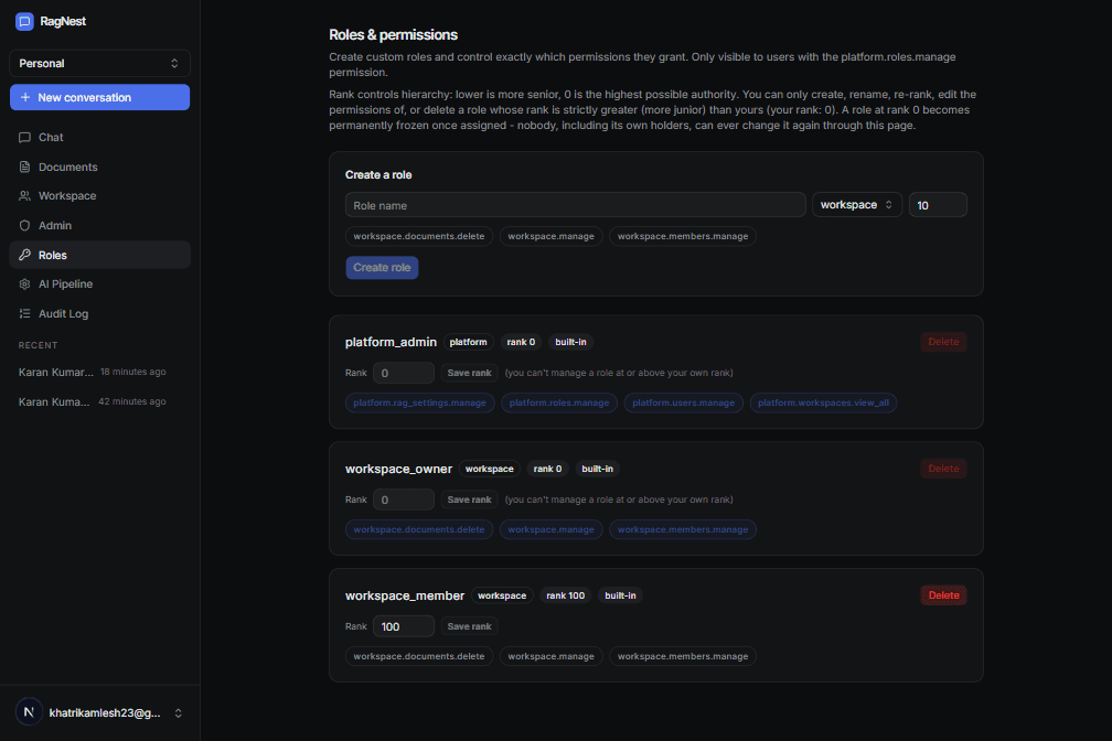 RagNest: Multi-Tenant RAG, Versioned Pipeline Registry — image 2
